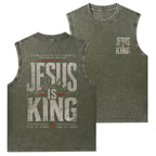 Jesus Is King Christian Washed Tank Top
