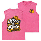 Jesus Is King Christian Washed Tank Top