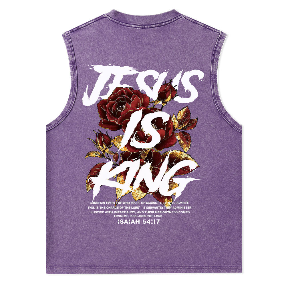Jesus Is King Christian Washed Tank Top
