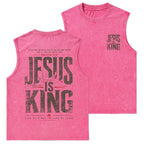 Jesus Is King Christian Washed Tank Top