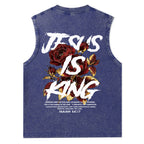 Jesus Is King Christian Washed Tank Top