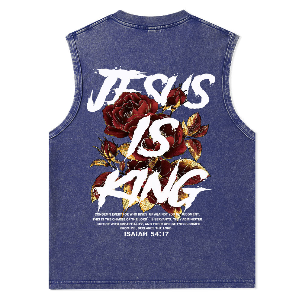 Jesus Is King Christian Washed Tank Top