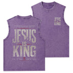 Jesus Is King Christian Washed Tank Top