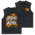 Jesus Is King Christian Washed Tank Top