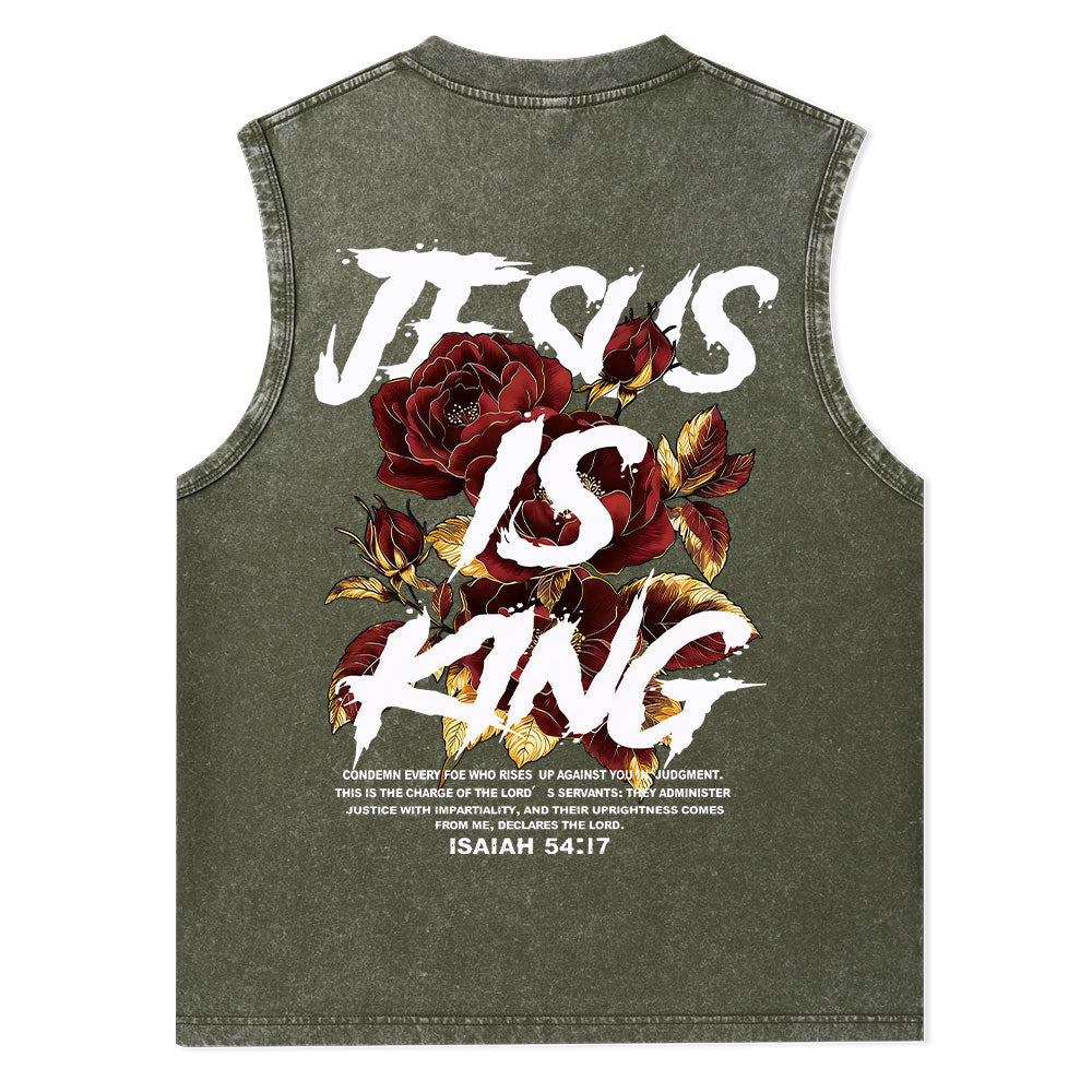 Jesus Is King Christian Washed Tank Top