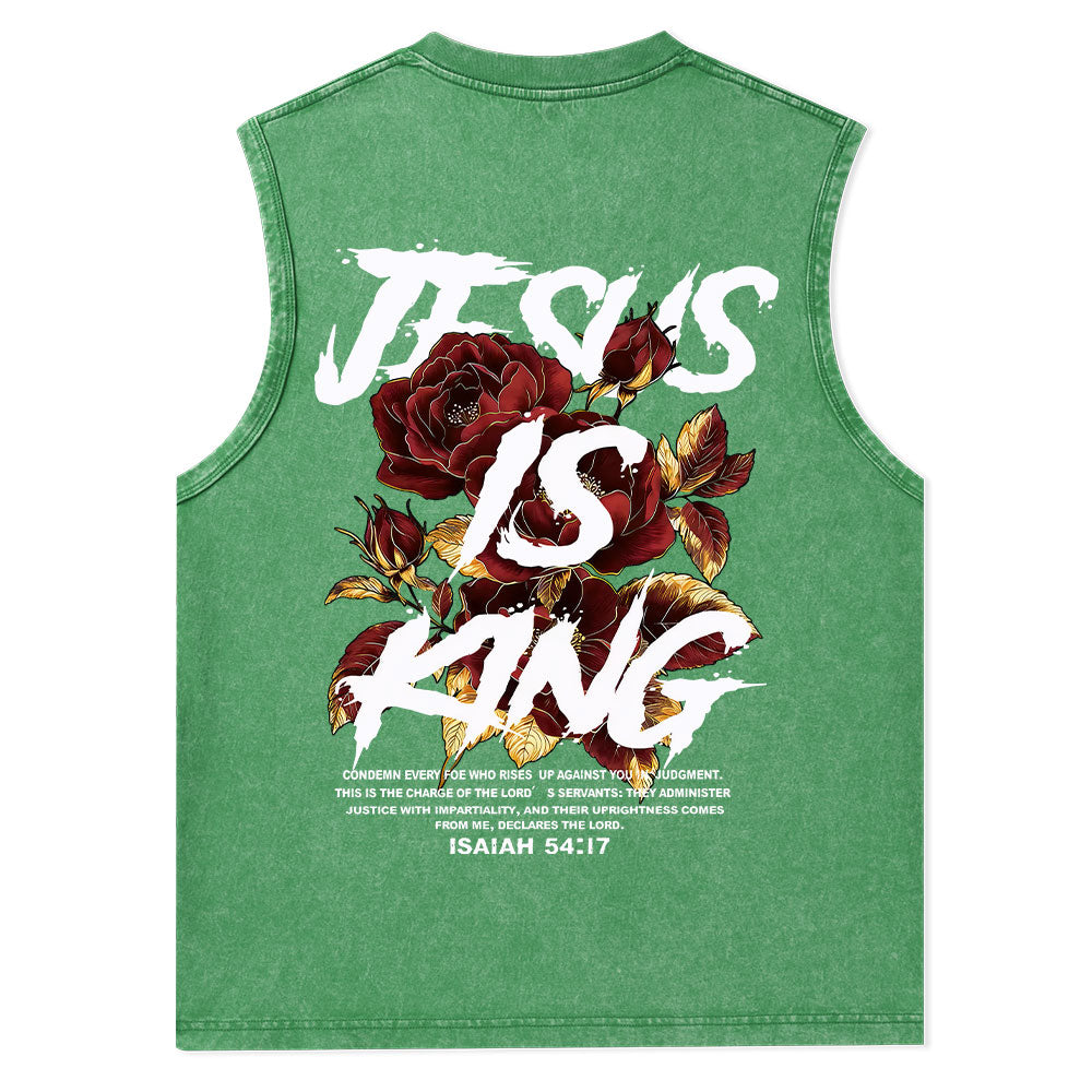Jesus Is King Christian Washed Tank Top