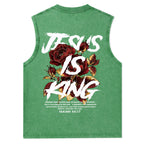 Jesus Is King Christian Washed Tank Top