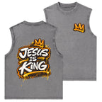 Jesus Is King Christian Washed Tank Top