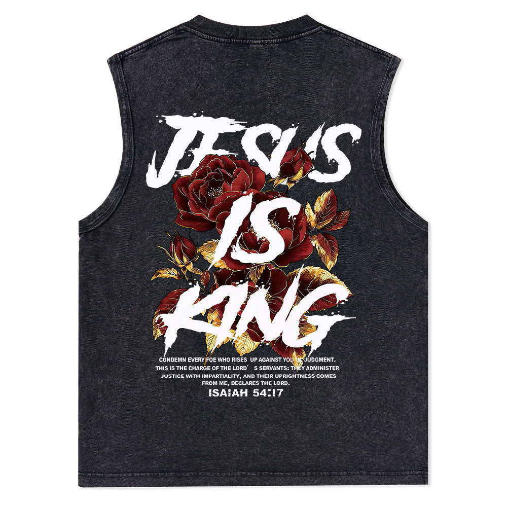 Jesus Is King Christian Washed Tank Top