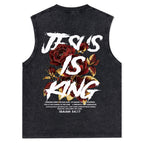 Jesus Is King Christian Washed Tank Top