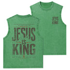 Jesus Is King Christian Washed Tank Top