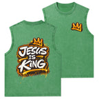 Jesus Is King Christian Washed Tank Top