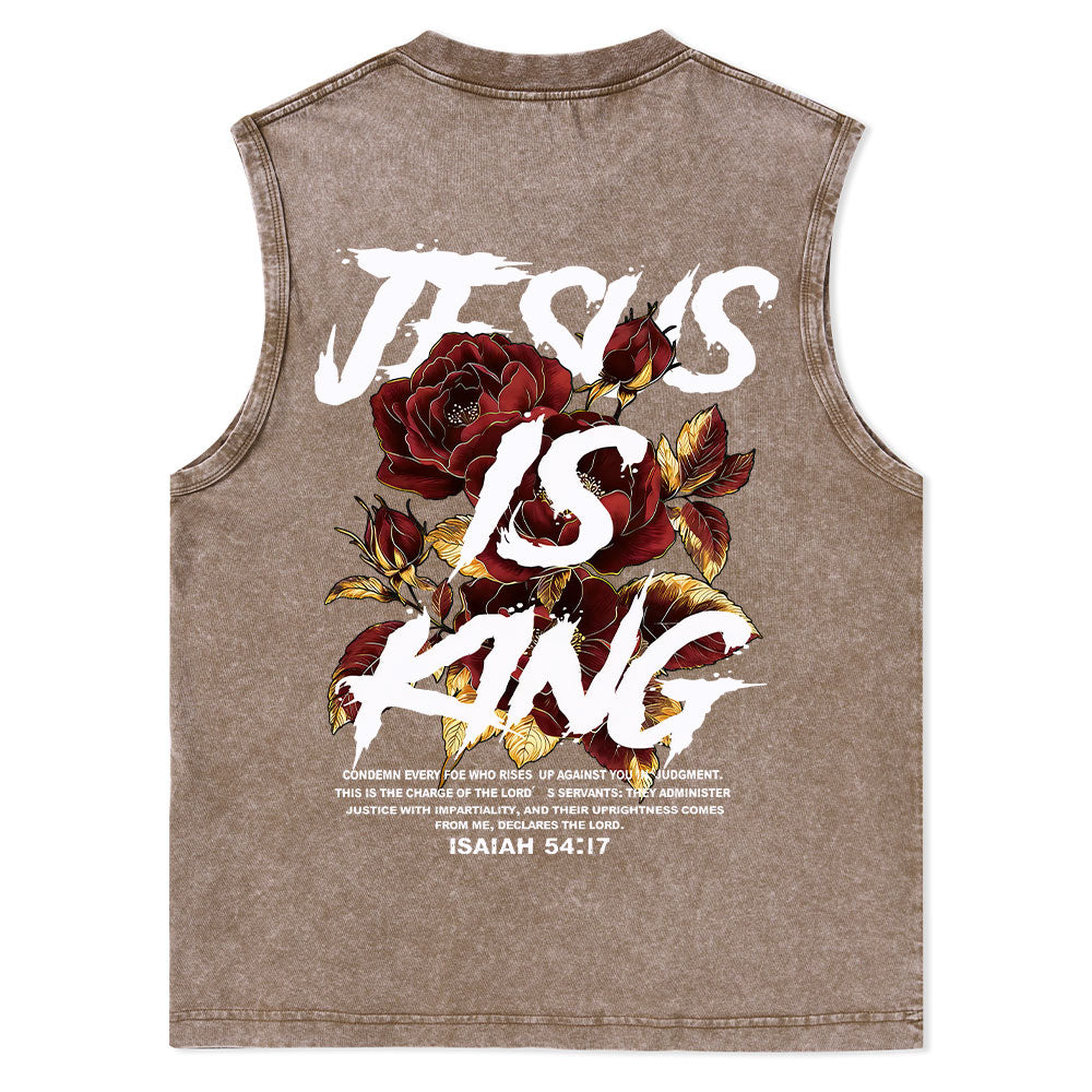 Jesus Is King Christian Washed Tank Top