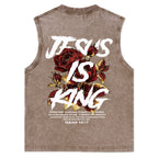 Jesus Is King Christian Washed Tank Top
