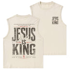 Jesus Is King Christian Washed Tank Top