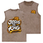 Jesus Is King Christian Washed Tank Top