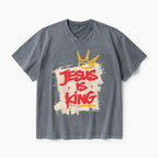 Jesus Is King Christian Washed V-Neck T-Shirt