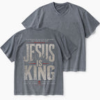Jesus Is King Christian Washed V-Neck T-Shirt