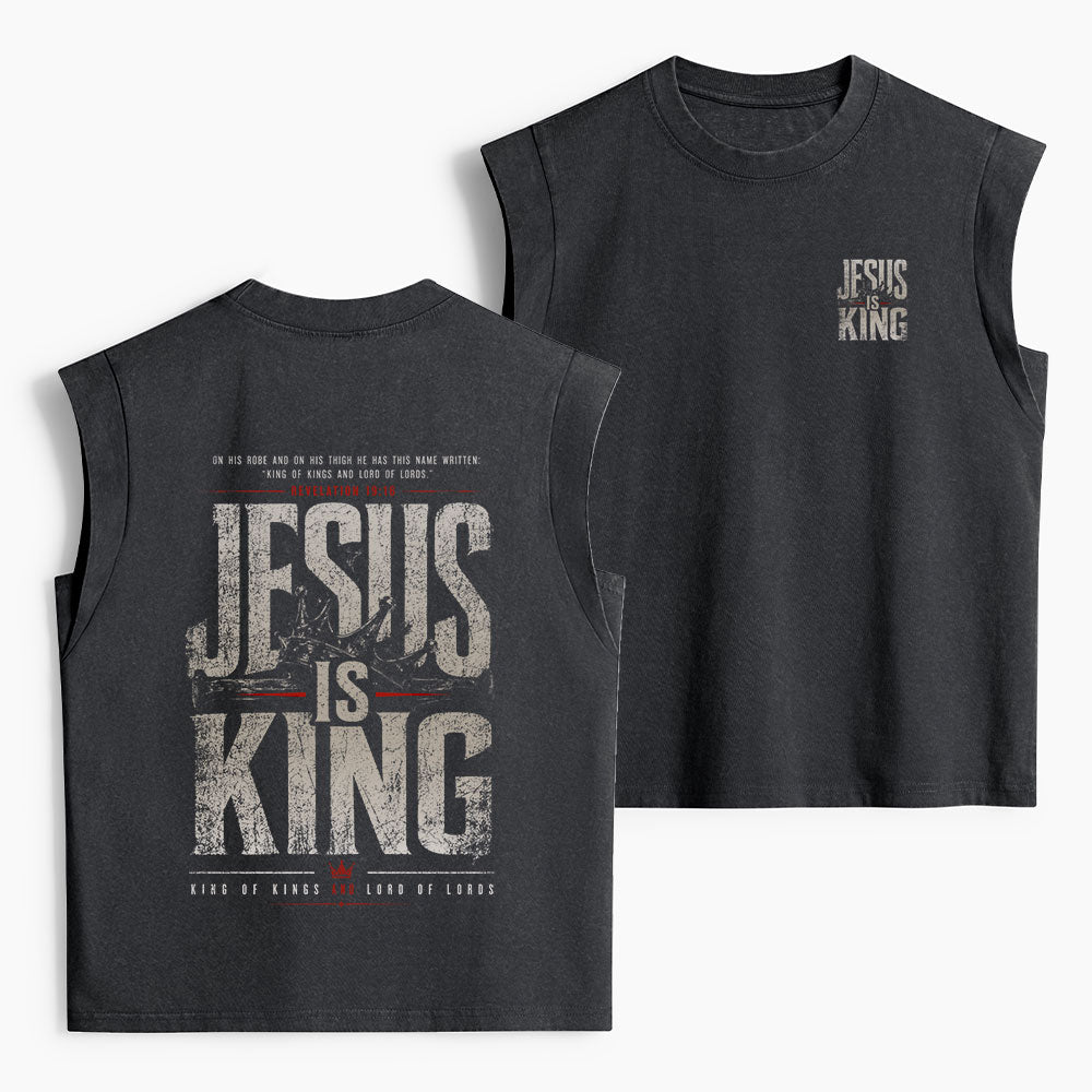 Jesus Is King Christian Women's Washed Tank Top
