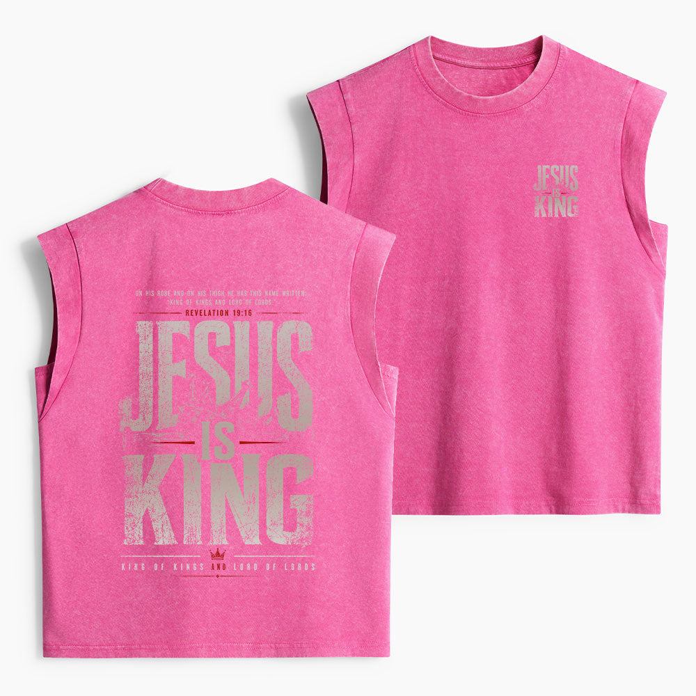 Jesus Is King Christian Women's Washed Tank Top