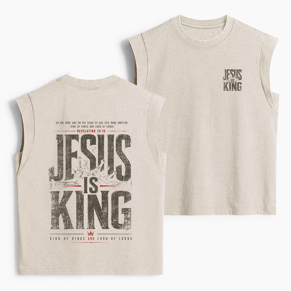 Jesus Is King Christian Women's Washed Tank Top