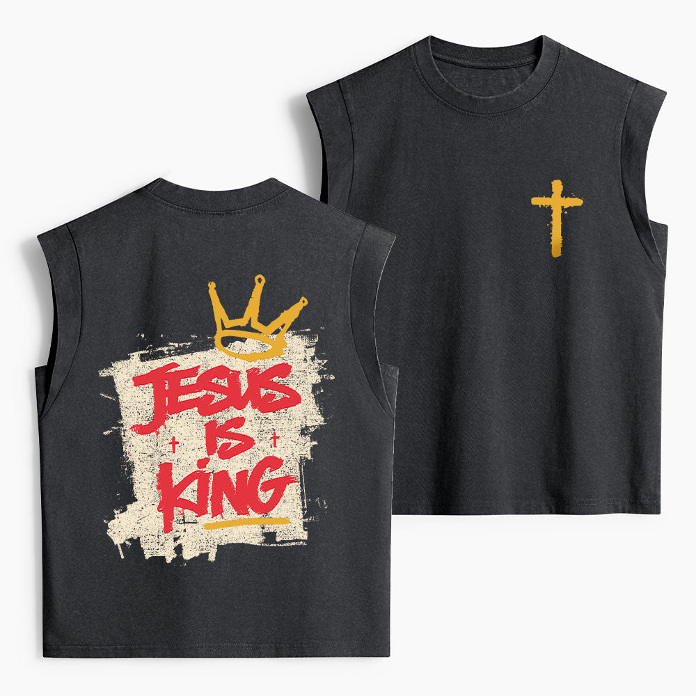 Jesus Is King Christian Women's Washed Tank Top