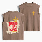Jesus Is King Christian Women's Washed Tank Top
