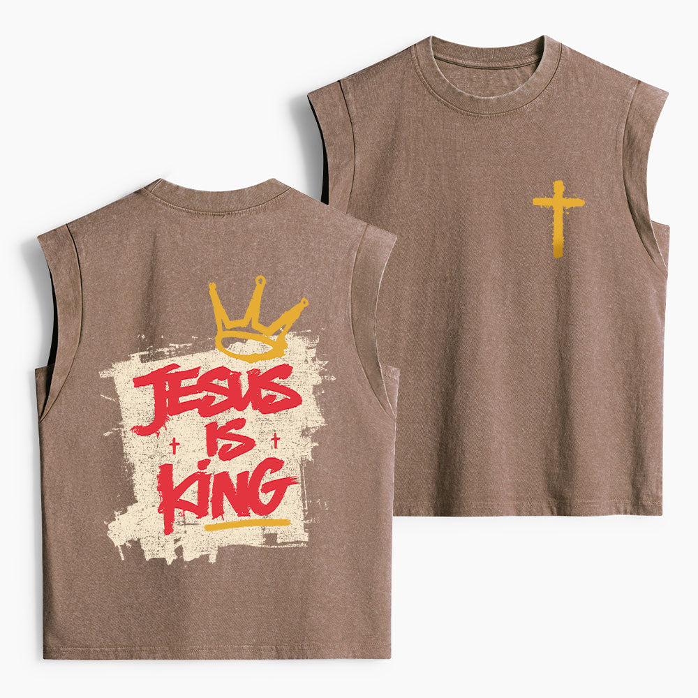 Jesus Is King Christian Women's Washed Tank Top