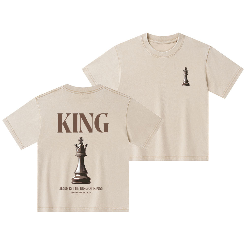 Jesus Is King Of Kings Christian Kid Washed T-Shirt