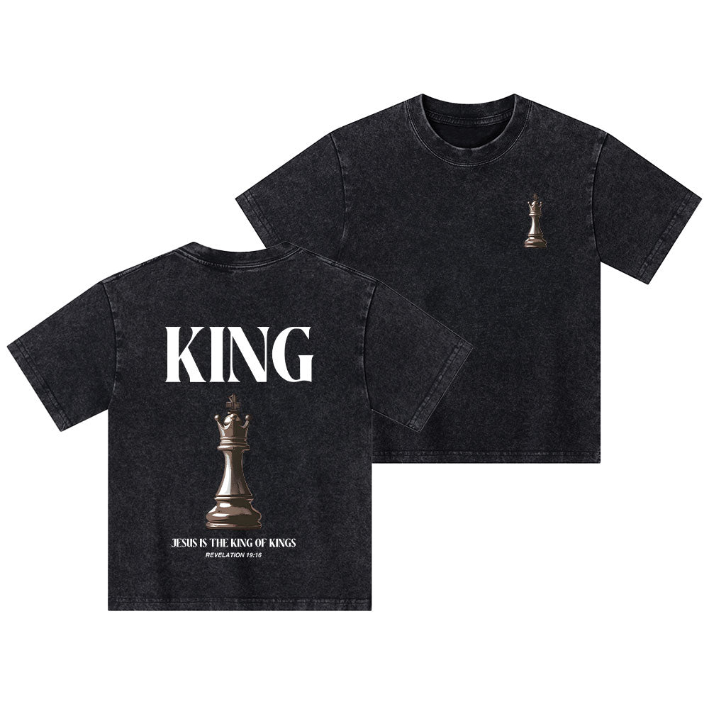 Jesus Is King Of Kings Christian Kid Washed T-Shirt