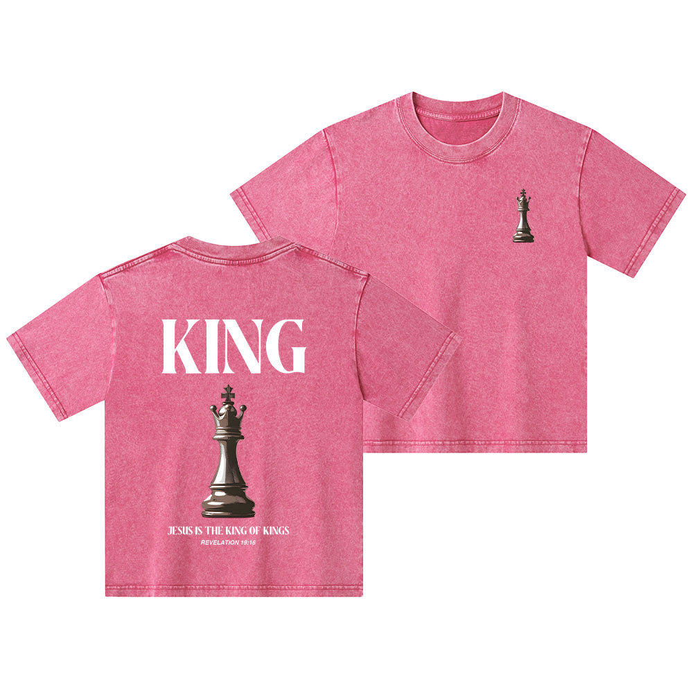 Jesus Is King Of Kings Christian Kid Washed T-Shirt