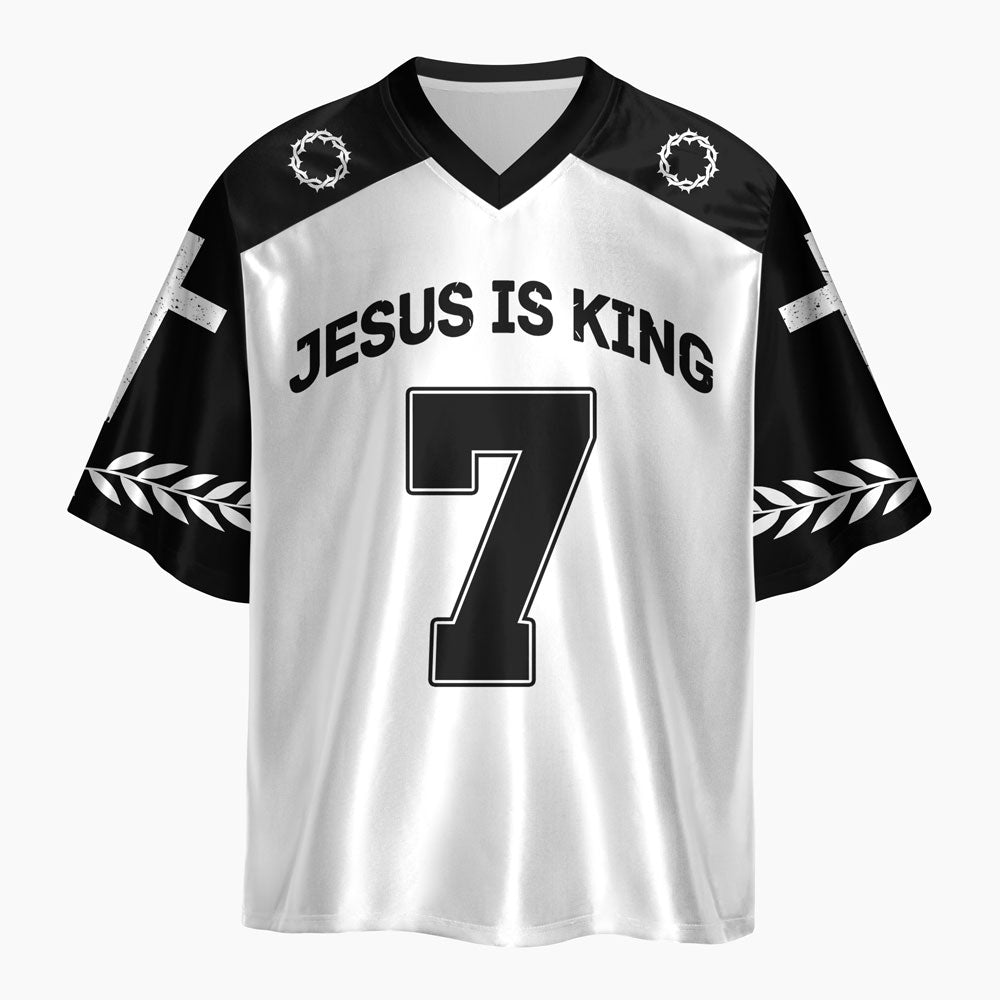 Jesus Is King Oversized Shiny V-Neck Christian Jersey & Shorts
