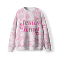 Jesus Is King Pink Camo Christian Lightweight Sweater