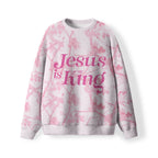 Jesus Is King Pink Camo Christian Lightweight Sweater