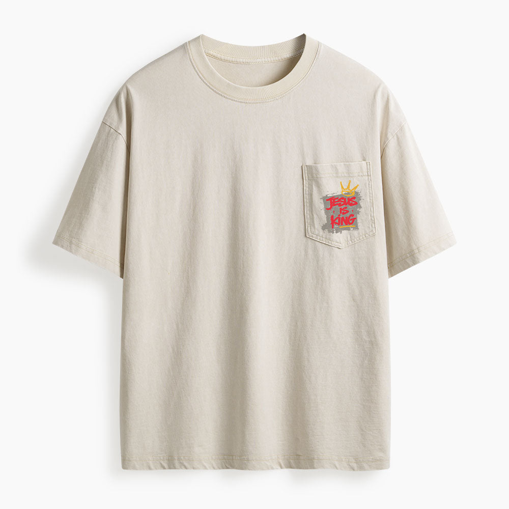Jesus Is King Washed Unisex Pocket T-Shirt