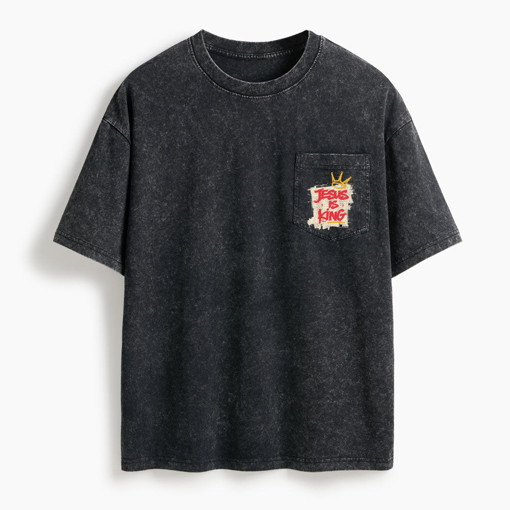 Jesus Is King Washed Unisex Pocket T-Shirt