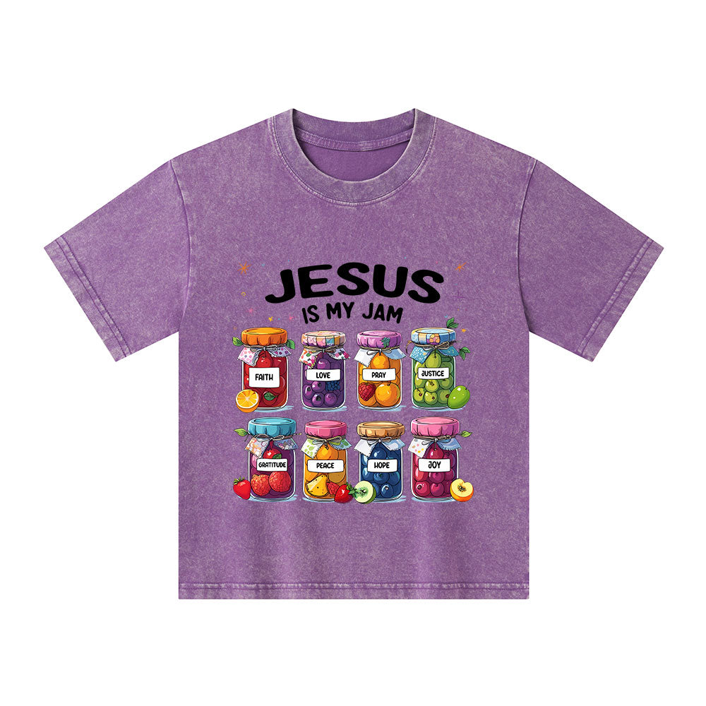 Jesus Is My Jam Christian Kid Washed T-Shirt