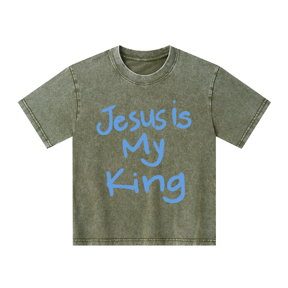 Jesus Is My King Kid Washed T-Shirt