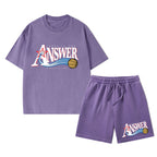 Jesus Is The Answer Christian Washed T-Shirt & Shorts