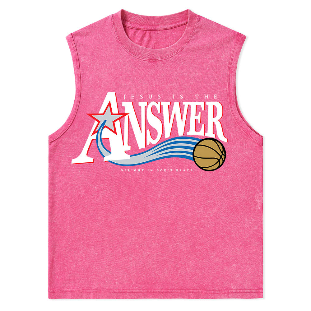 Jesus Is The Answer Christian Washed Tank Top