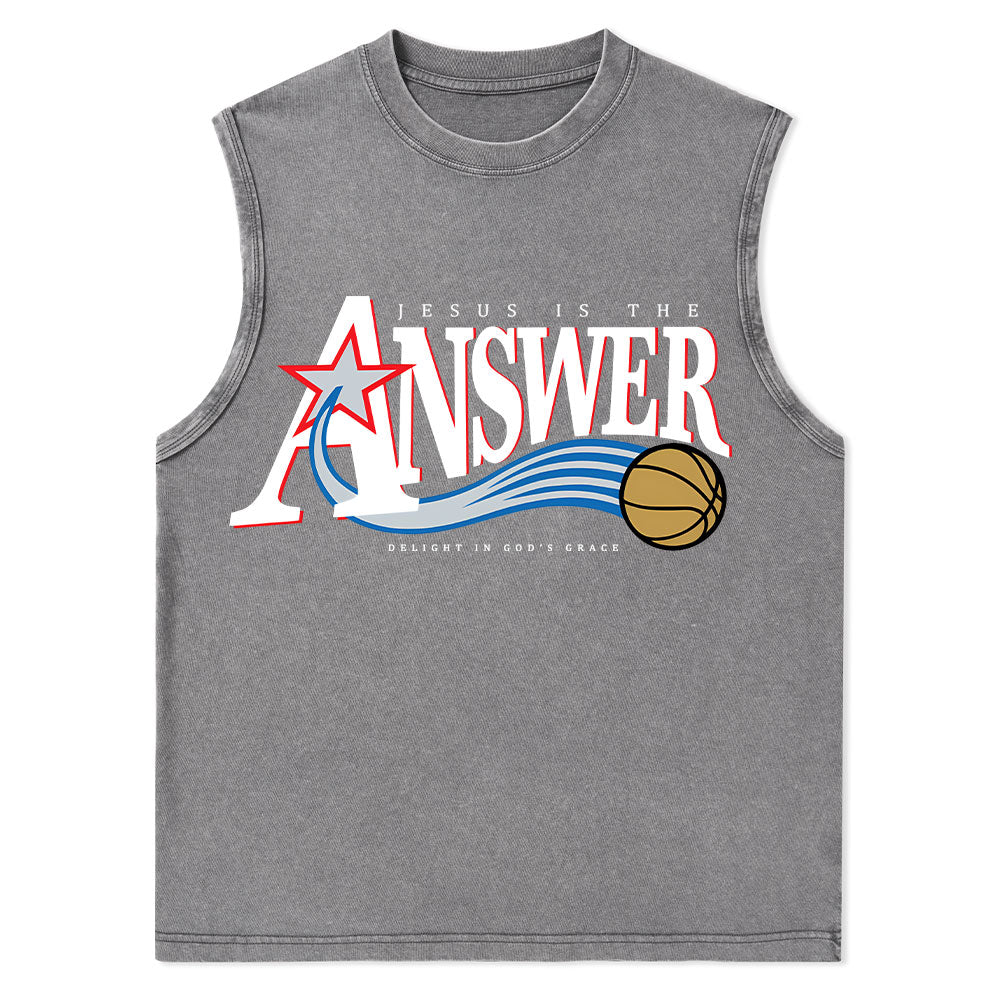 Jesus Is The Answer Christian Washed Tank Top