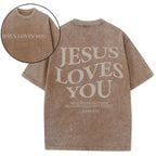 Jesus Loves You Christian Washed T-Shirt
