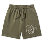 Jesus Love You Christian Washed Shorts