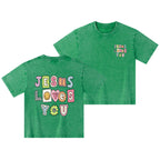 Jesus Loves God Christian Kid Washed T-Shirt
