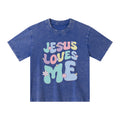 Jesus Loves Me Christian Kid Washed T-Shirt