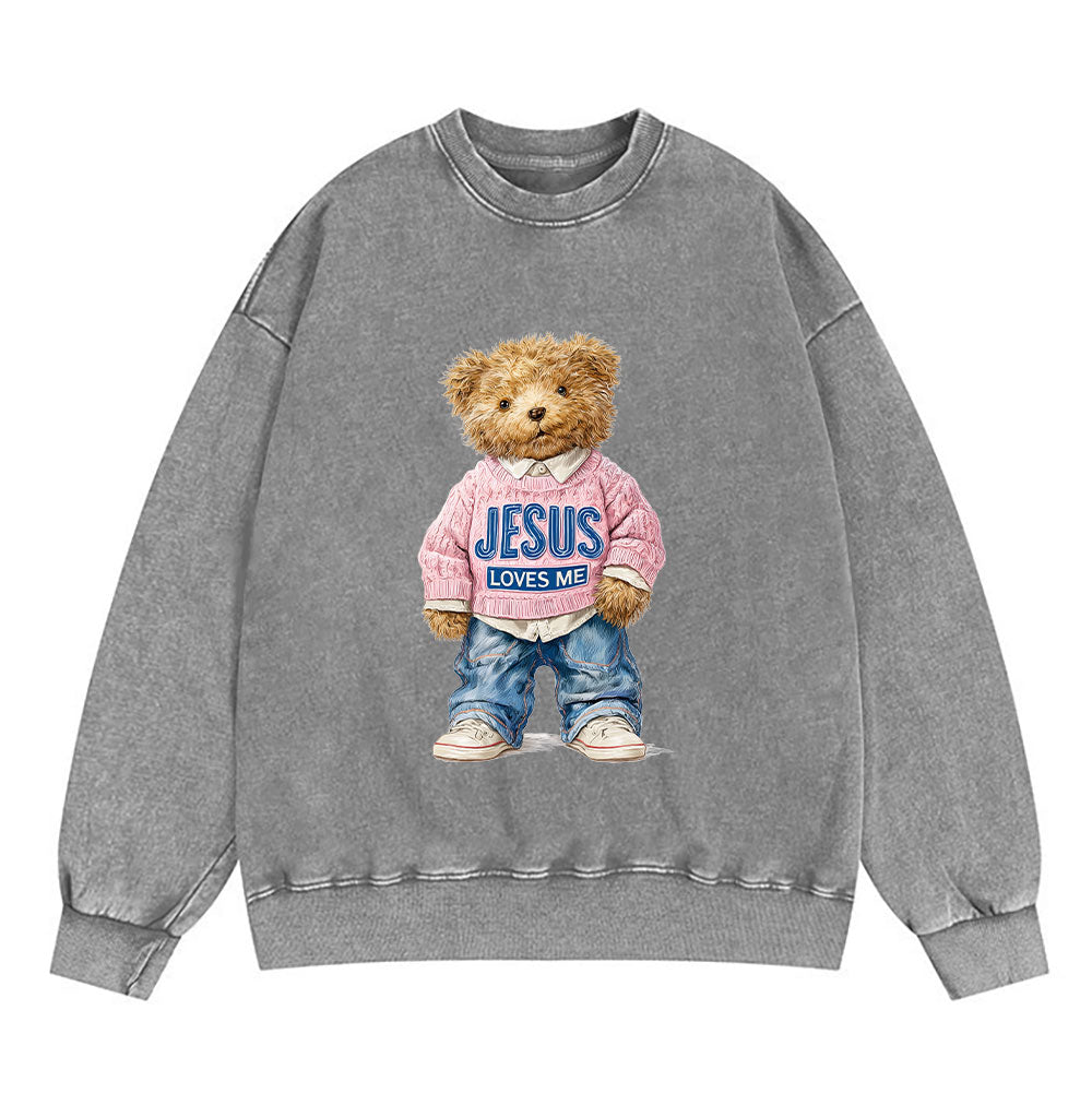 Jesus Loves Me Christian Washed Sweatshirt
