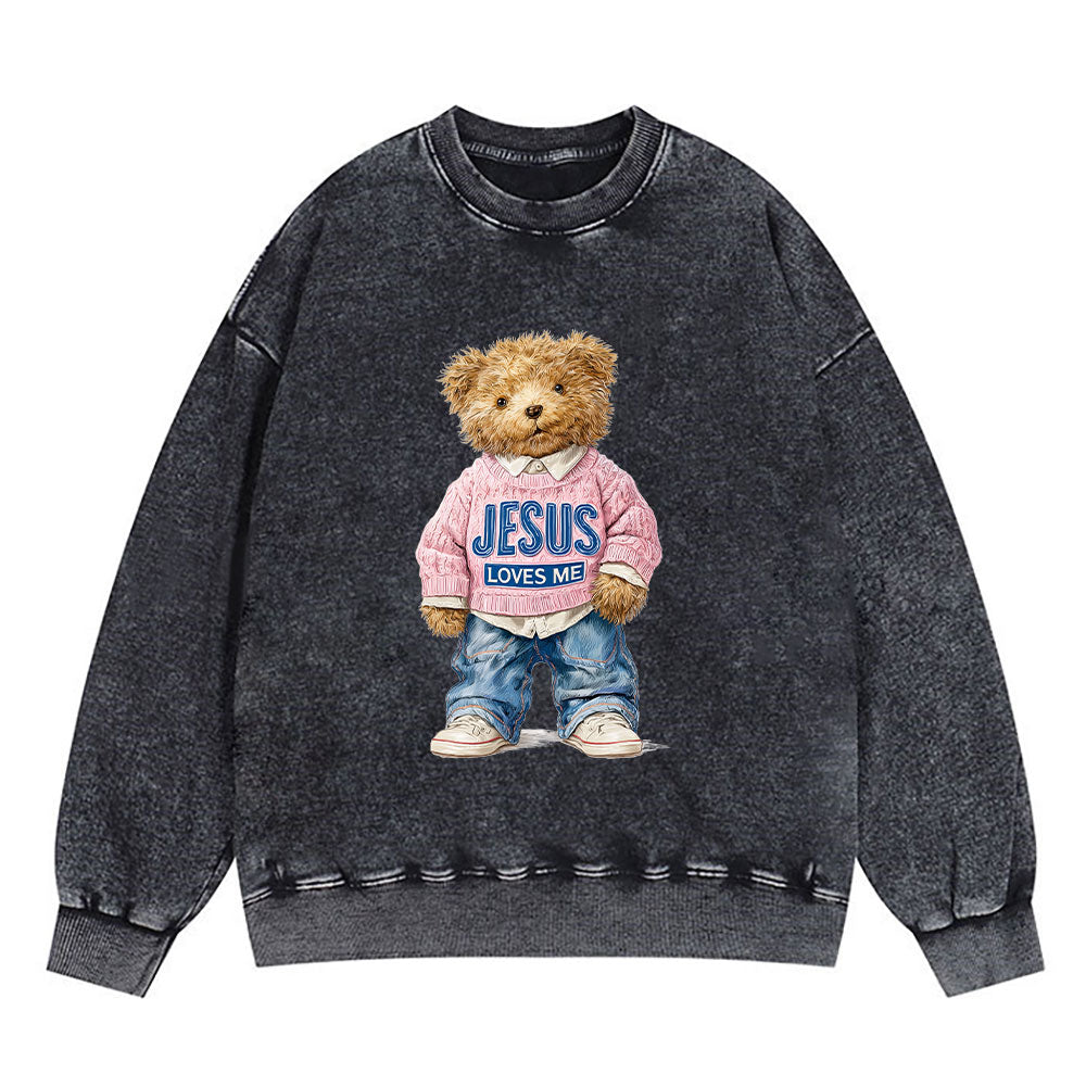 Jesus Loves Me Christian Washed Sweatshirt