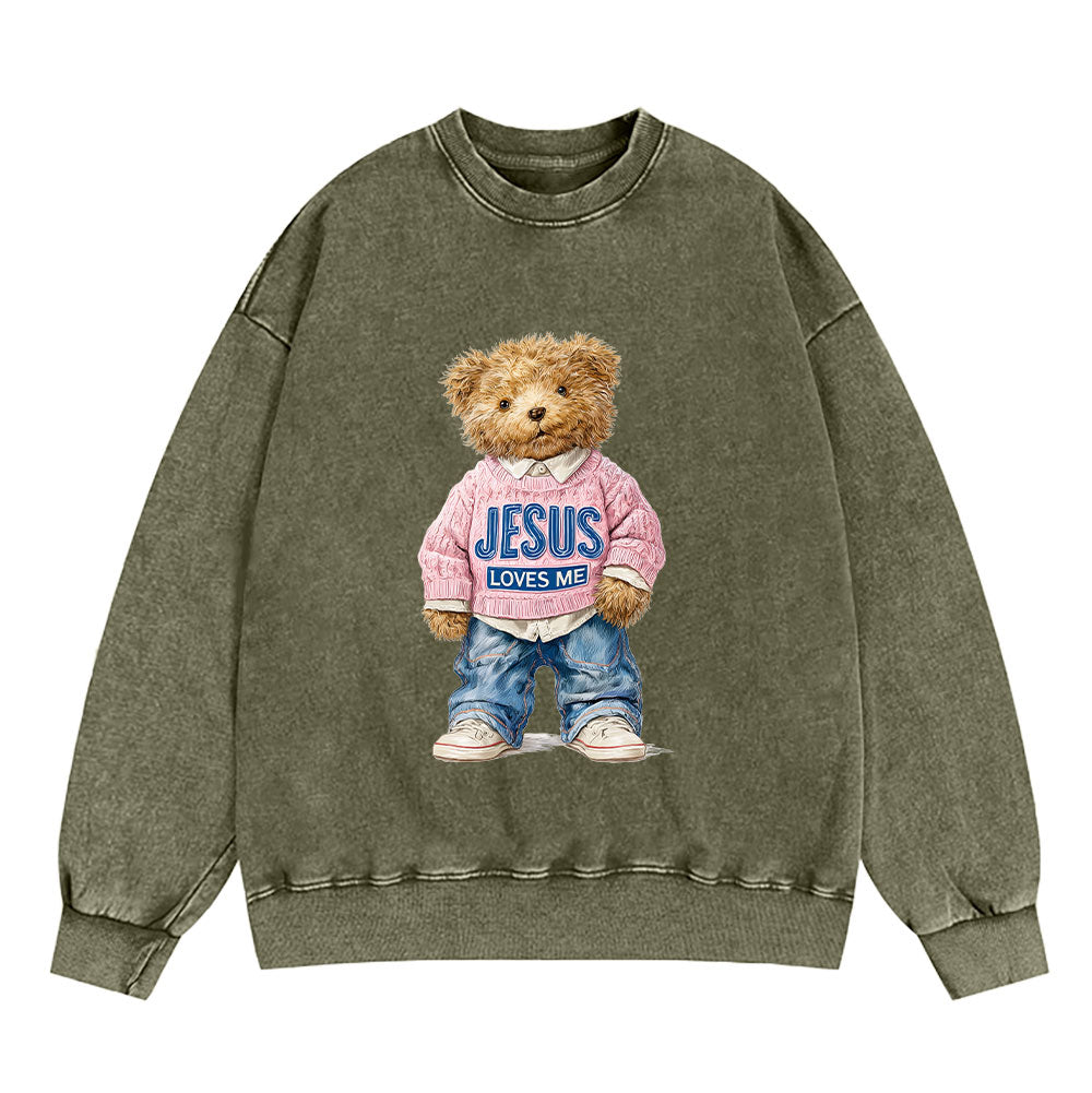 Jesus Loves Me Christian Washed Sweatshirt