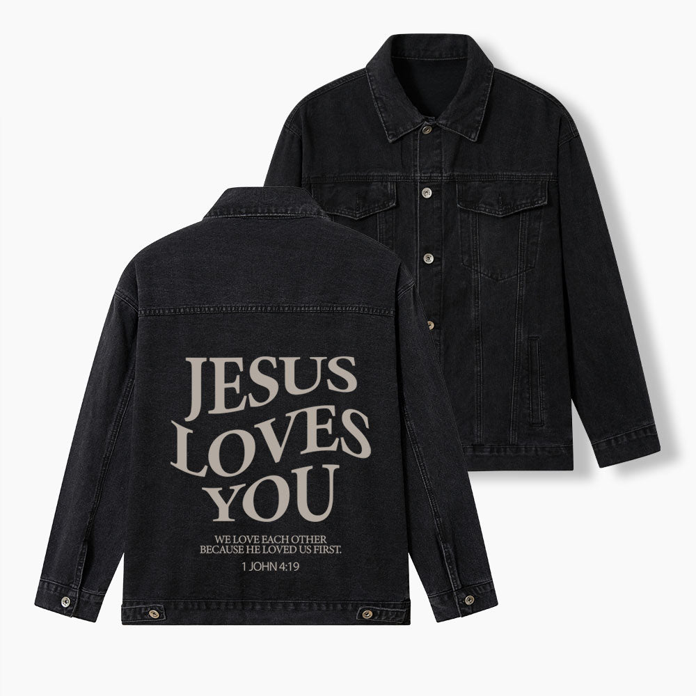 Jesus Loves You Christian Denim Jacket