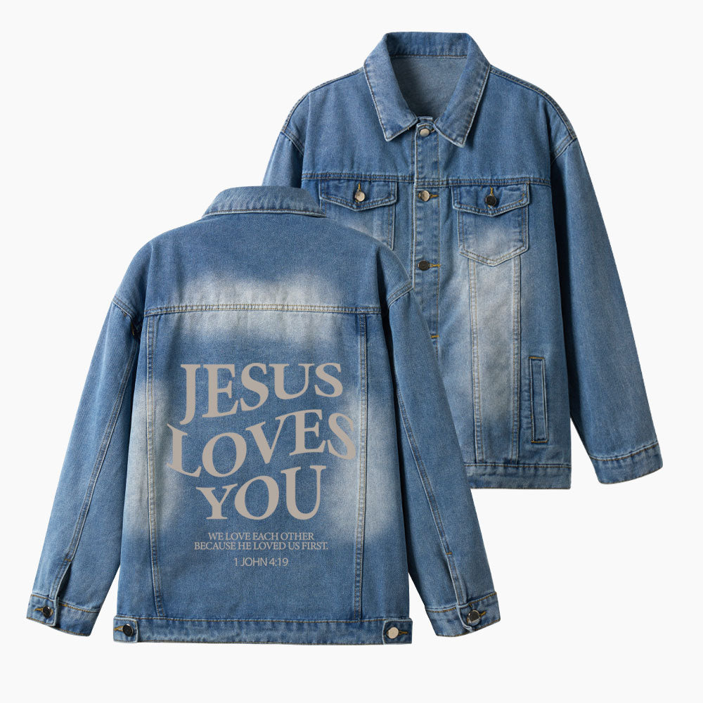 Jesus Loves You Christian Denim Jacket